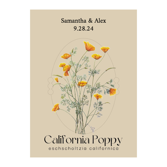 Romantic California Poppy Seed Packet