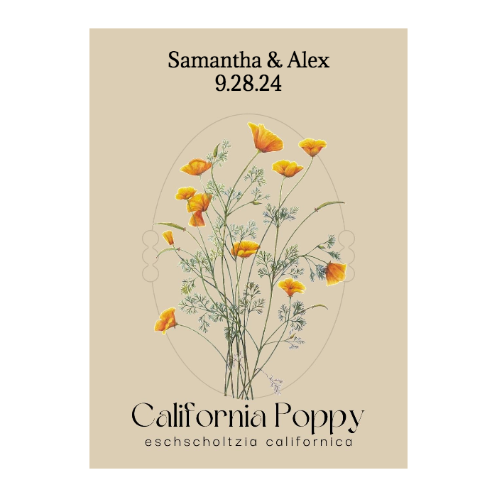 Romantic California Poppy Seed Packet