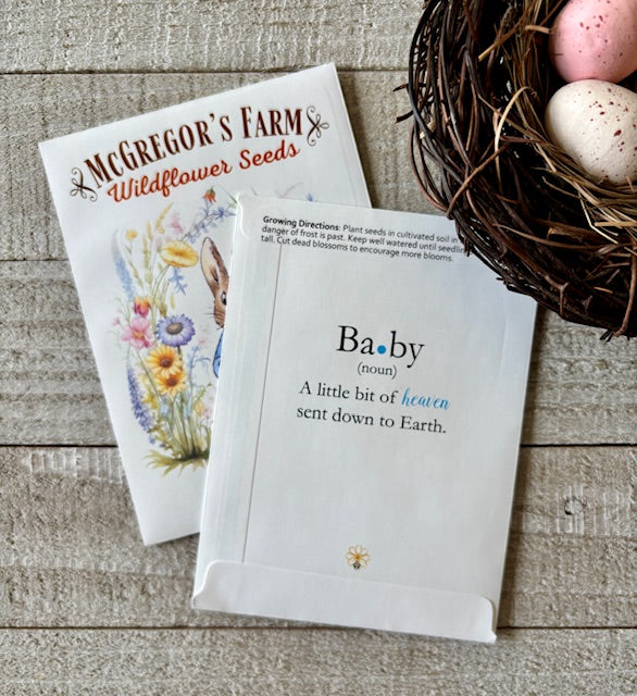 baby shower wildflower seed favors Blue Vintage Bunny Seed Packets – Baby Shower Favors – Bloom Street Packets