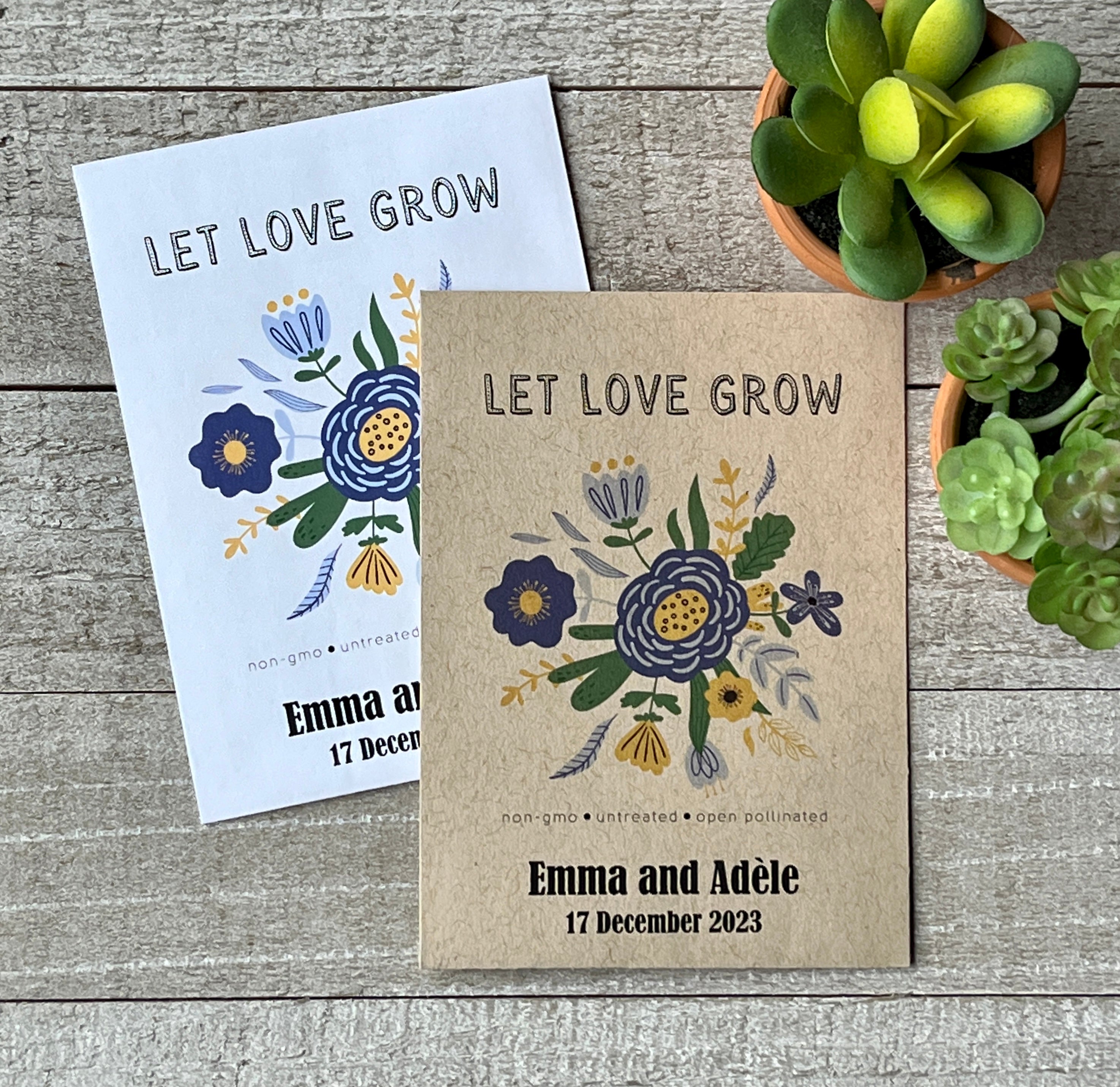 wildflower seed party favor Let Love Grow Wildflower Seed Favor