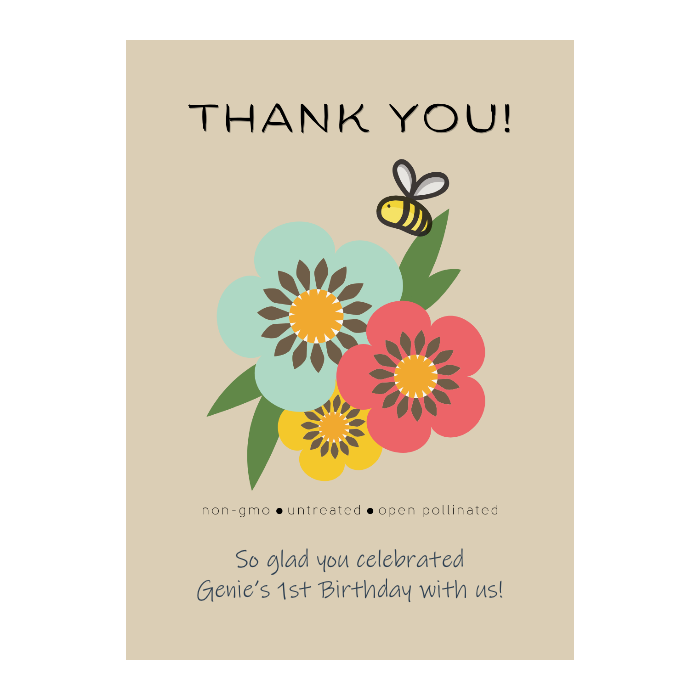 Happy Bee Thank You Wildflowers