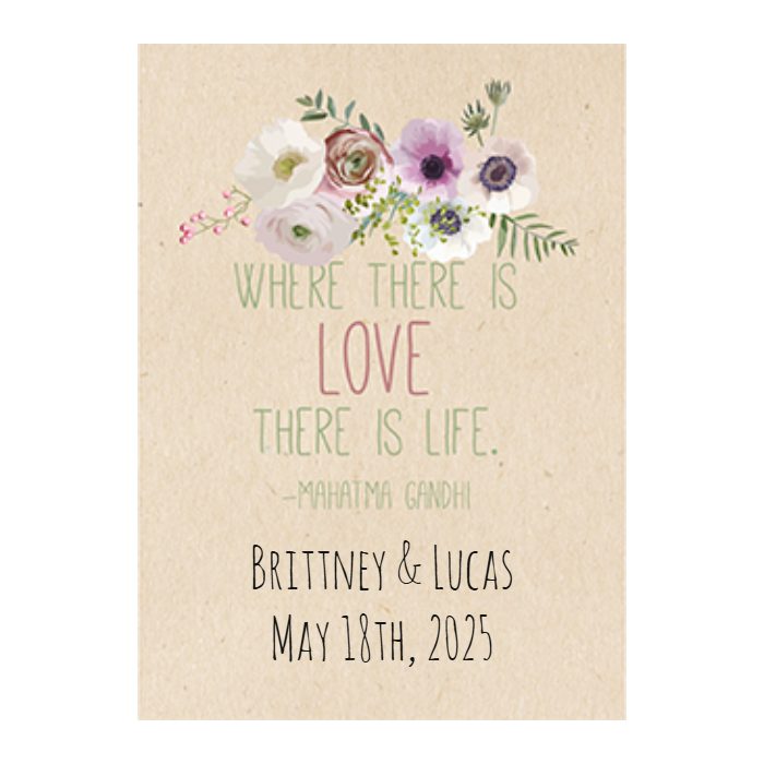 Florals with Gandhi Quote Seed Favor