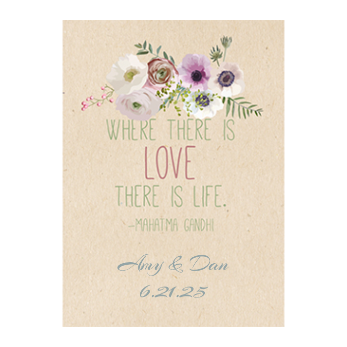 Florals with Gandhi Quote Seed Favor