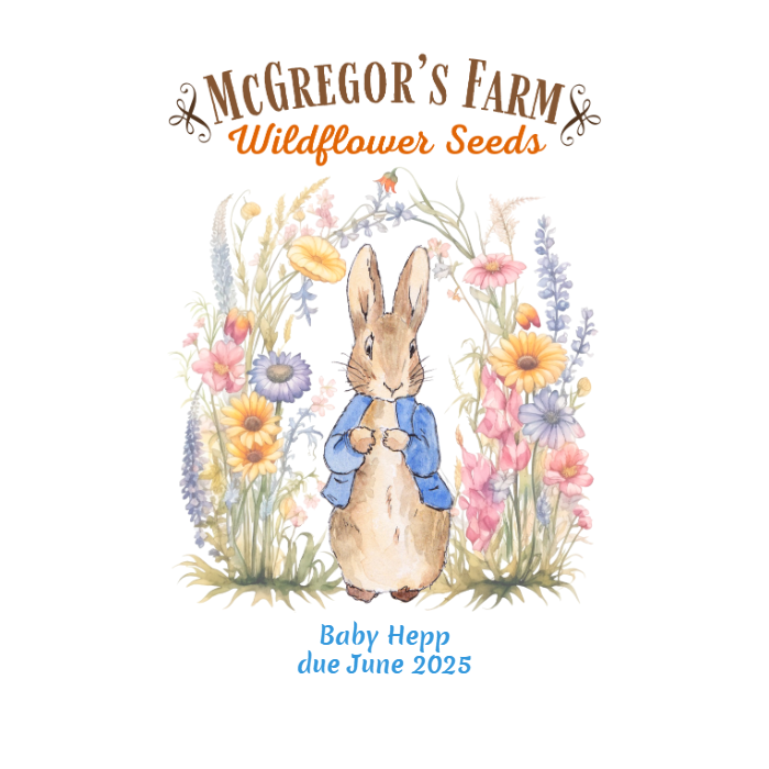 Blue Vintage Bunny Baby Shower or Birth Announcement