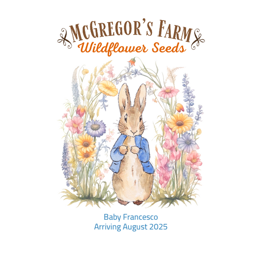 Blue Vintage Bunny Baby Shower or Birth Announcement