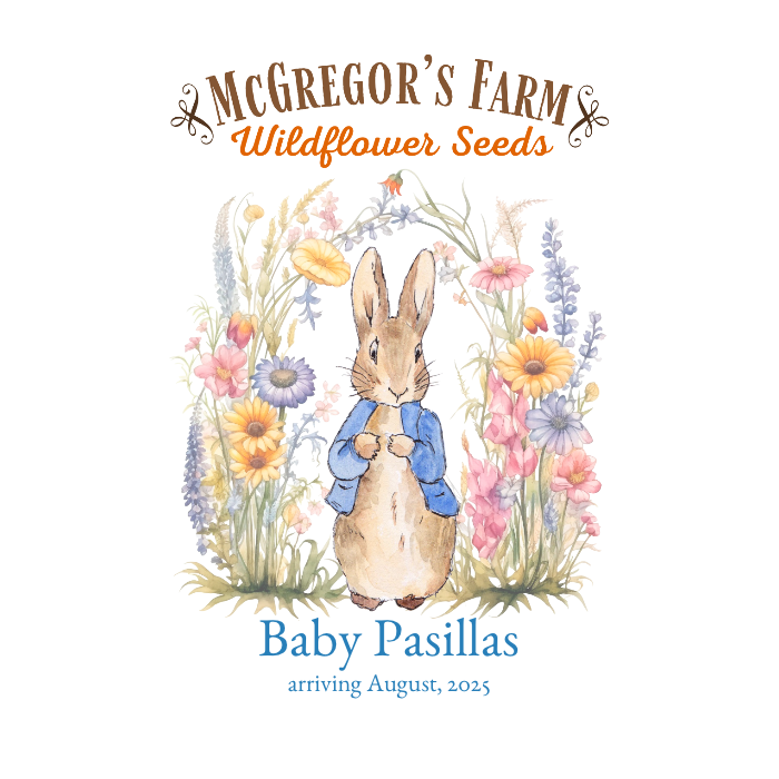 Blue Vintage Bunny Baby Shower or Birth Announcement