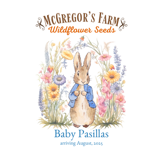 Blue Vintage Bunny Baby Shower or Birth Announcement