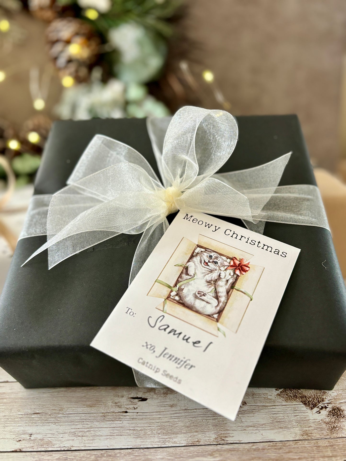 Surprise Kitty Custom Gift Tag or Promotional Seed Packet