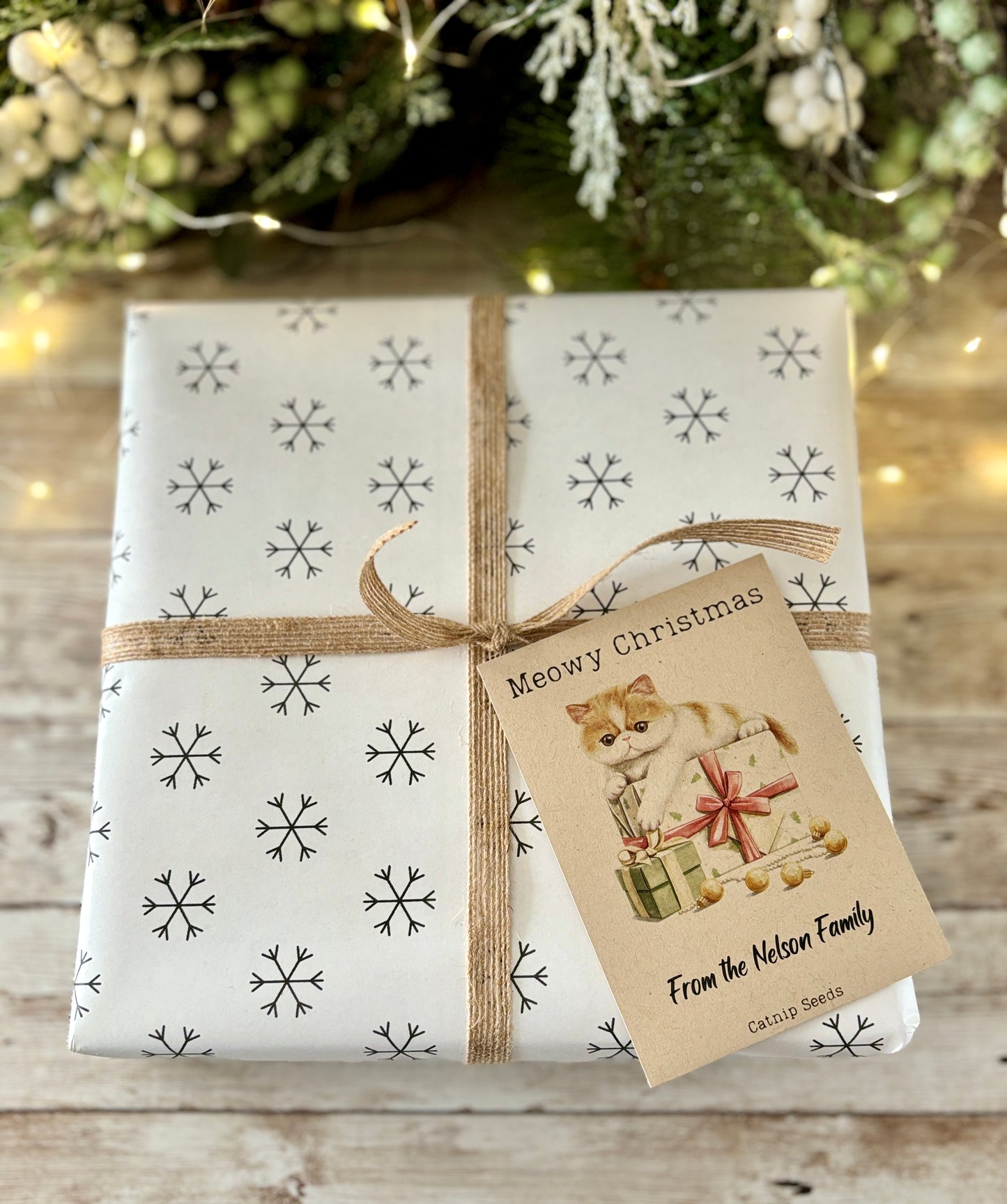 Christmas Kitty Custom Gift Tag or Promotional Seed Packet