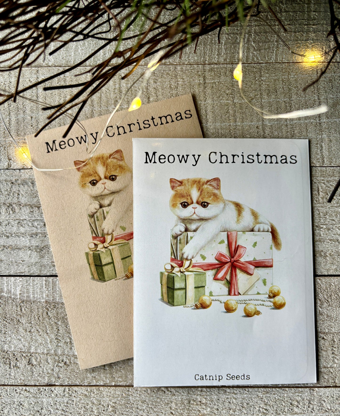 Christmas Kitty Custom Gift Tag or Promotional Seed Packet