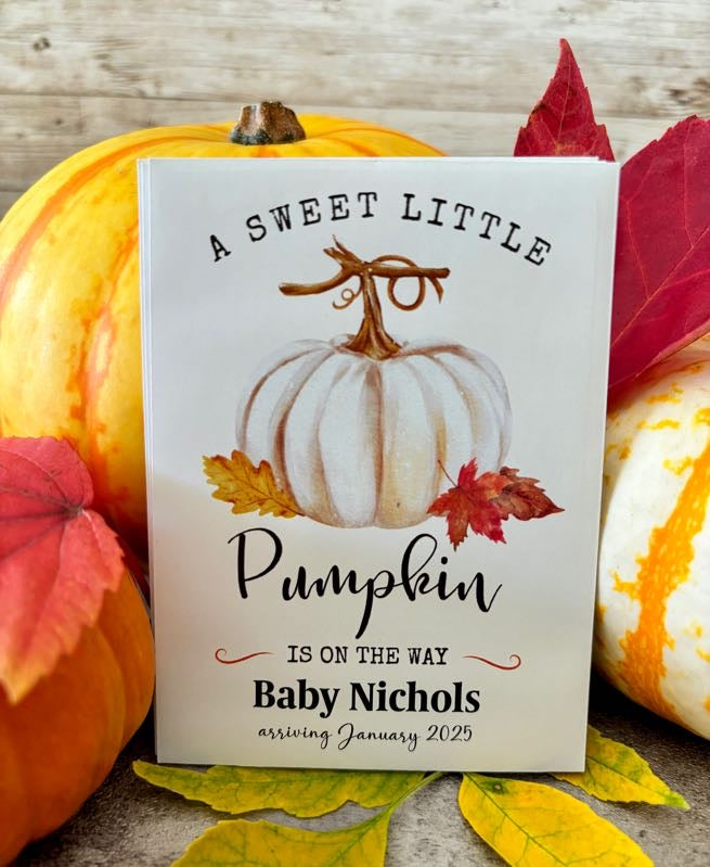 Sweet Little Pumpkin White Baby Shower Favor