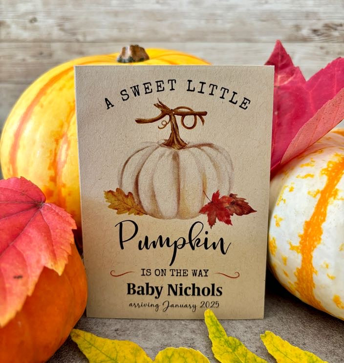 Sweet Little Pumpkin White Baby Shower Favor