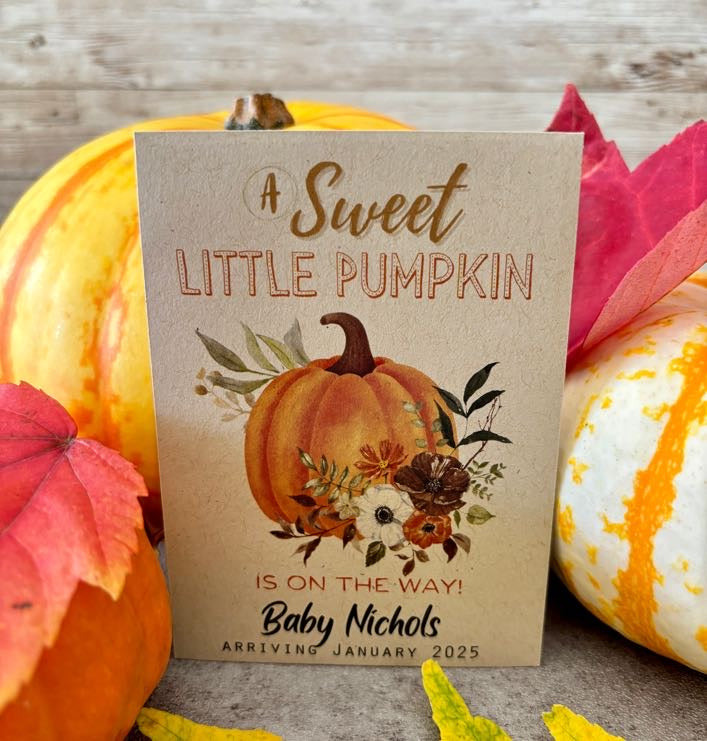 Sweet Little Pumpkin Orange Baby Shower Favor