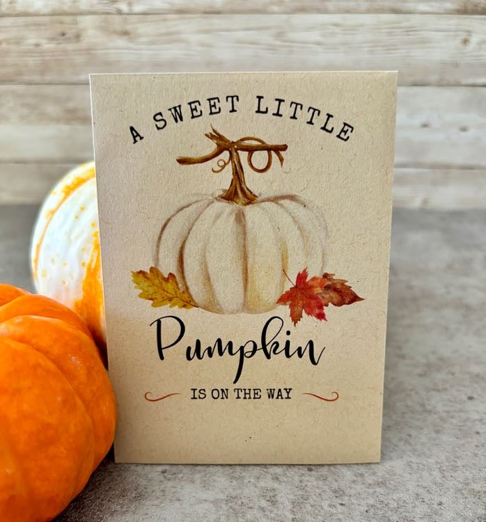 Sweet Little Pumpkin White Baby Shower Favor