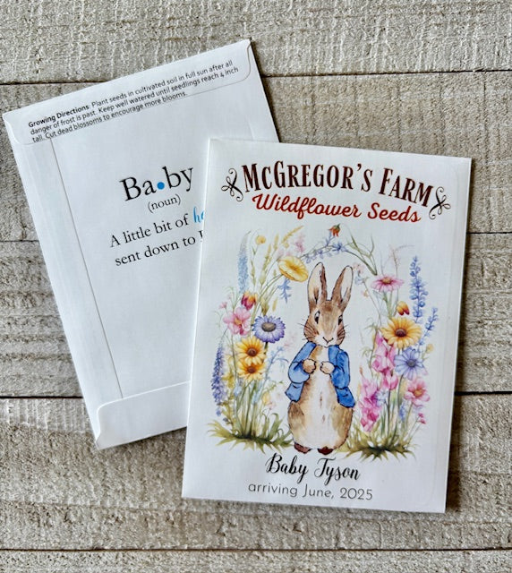 Blue Vintage Bunny Baby Shower or Birth Announcement