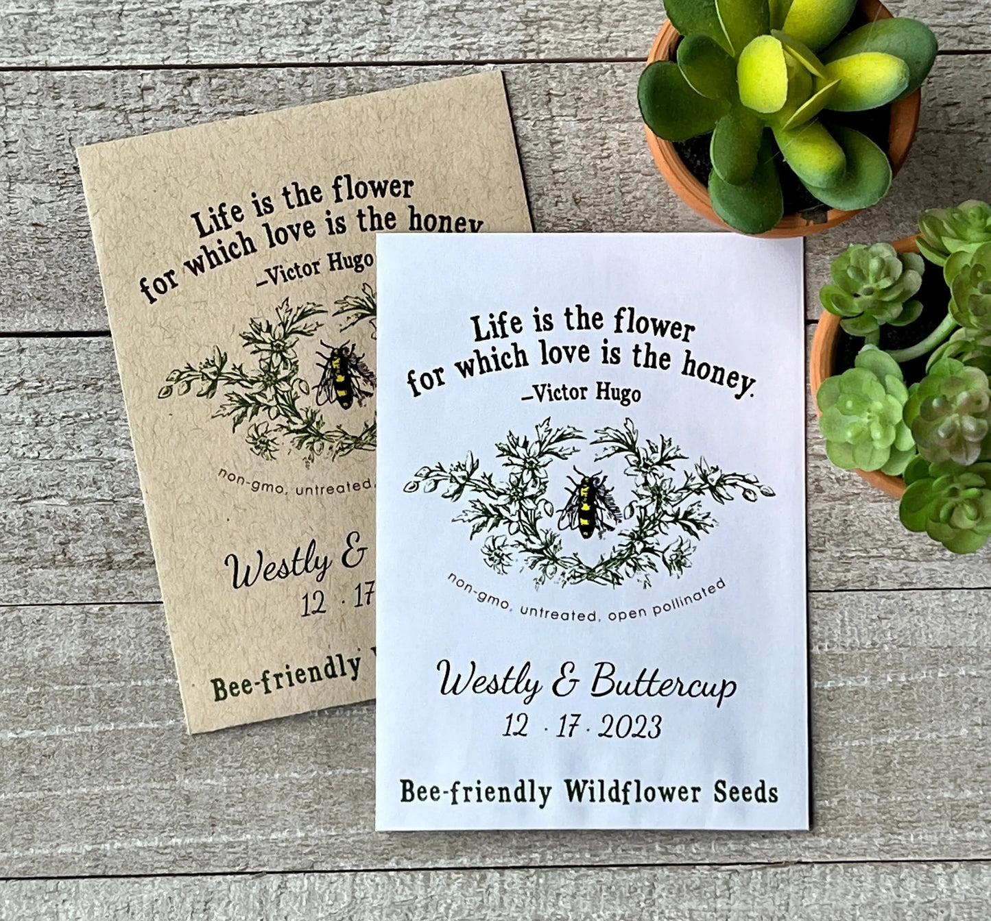 romantic flower seeds Romantic Victor Hugo Bee Seed Favor