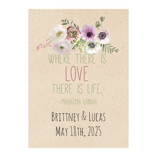 Florals with Gandhi Quote Seed Favor