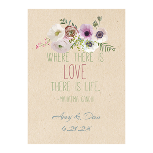 Florals with Gandhi Quote Seed Favor