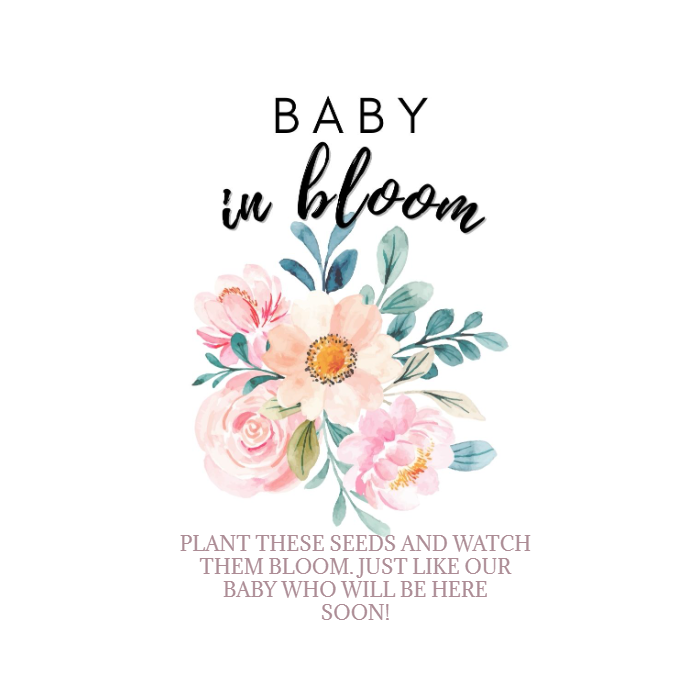 Baby In Bloom Sweet Watercolor Seed Favor