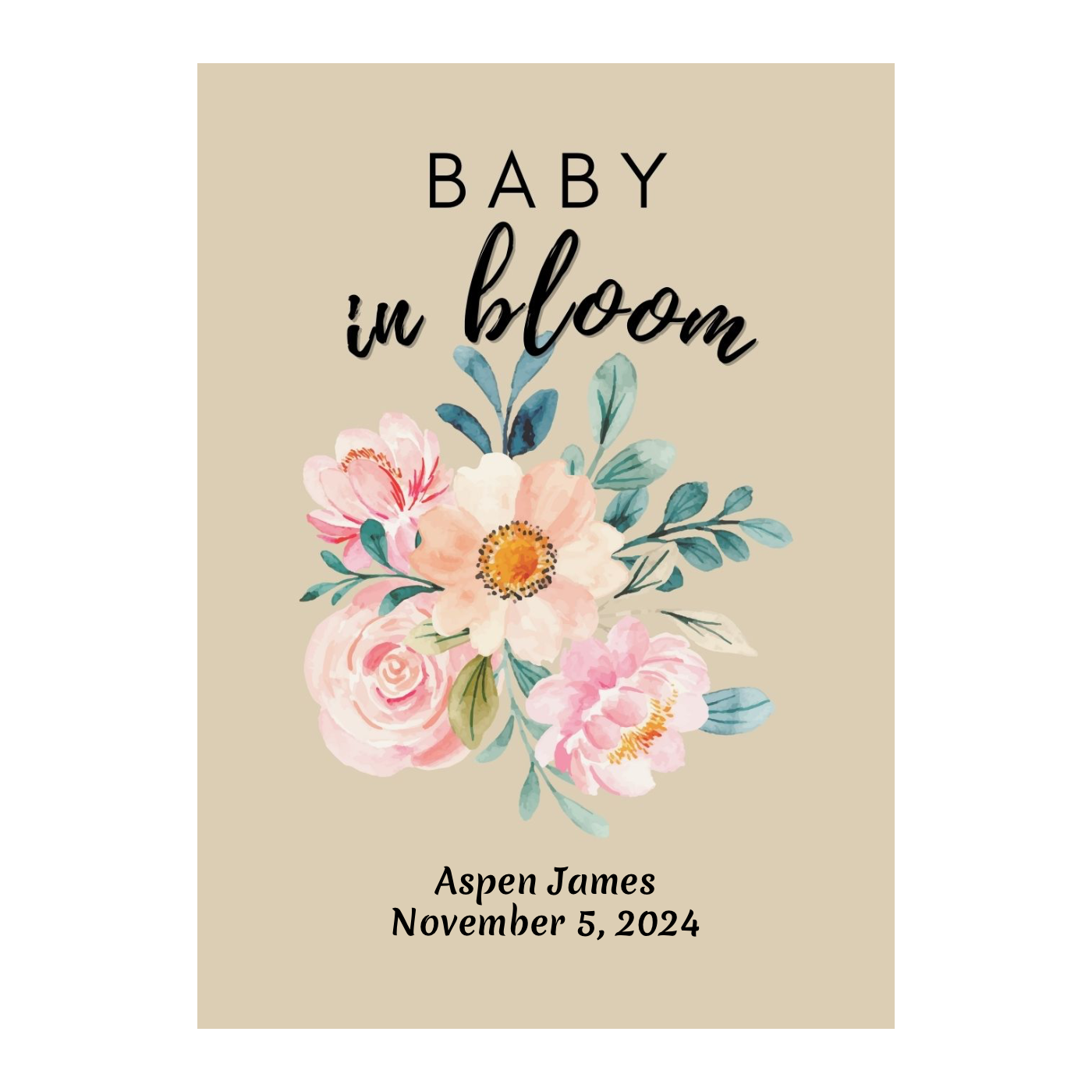 Baby In Bloom Sweet Watercolor Seed Favor