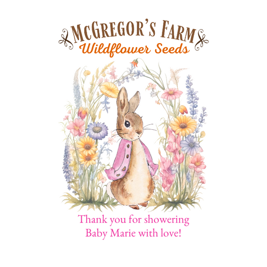 Pink Vintage Bunny Baby Shower or Birth Announcement